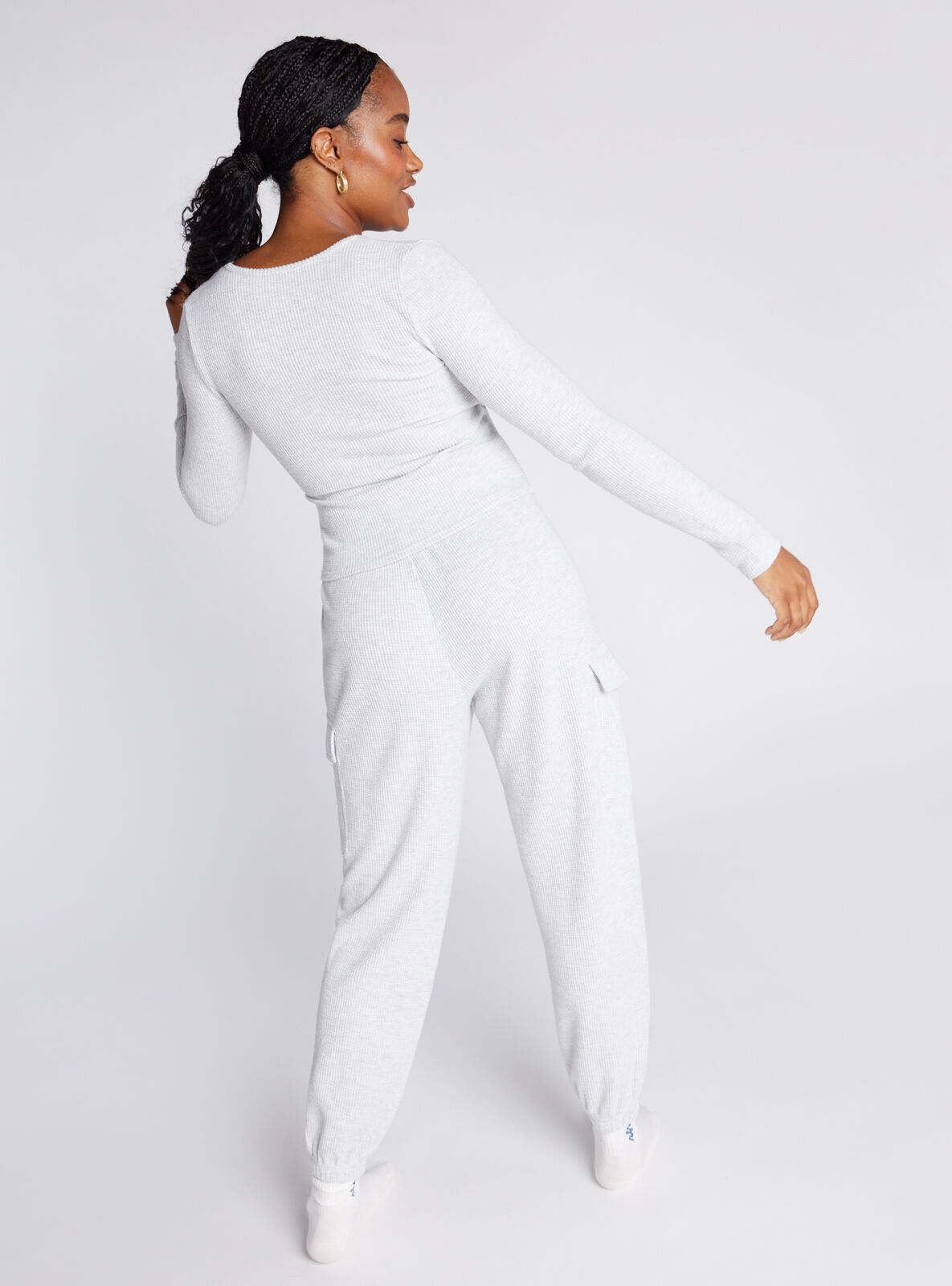 Boux Avenue Waffle cotton wrap over top - Grey Marl Mix - 08