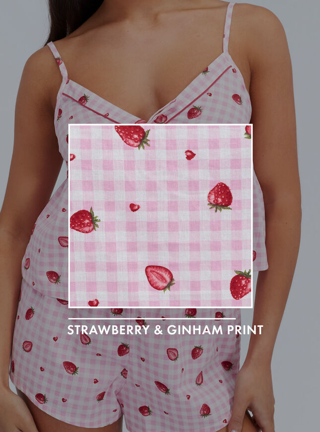 Strawberry cotton cami set