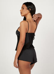 Chiffon frill satin cami set