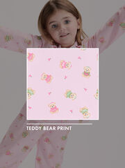 Kids' teddy bear fleece pyjamas in a bag