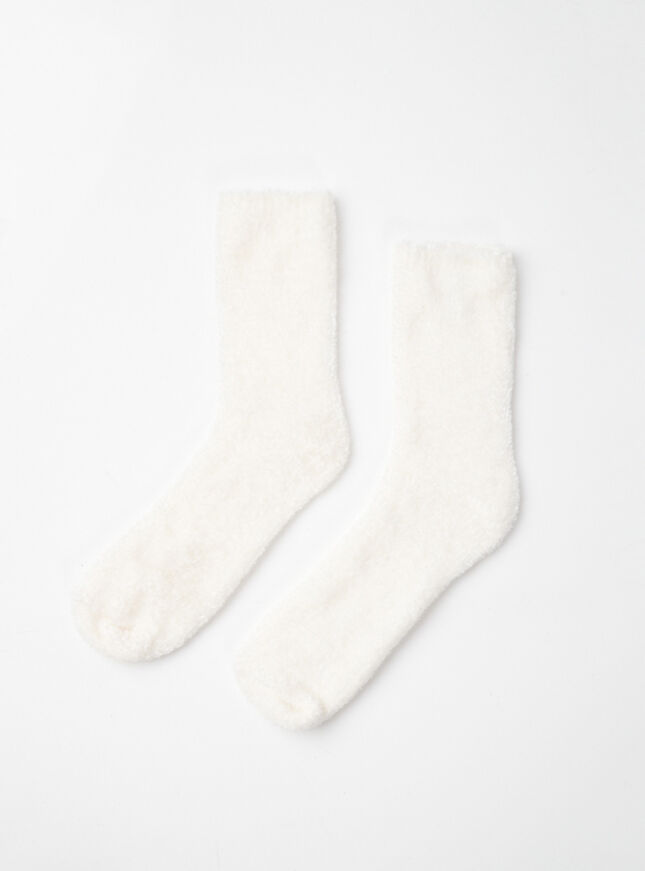 Velvet fleece socks | Ivory | Boux Avenue UK