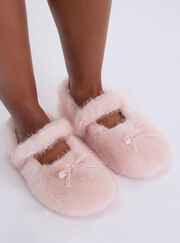 Fluffy ballet pump slippers