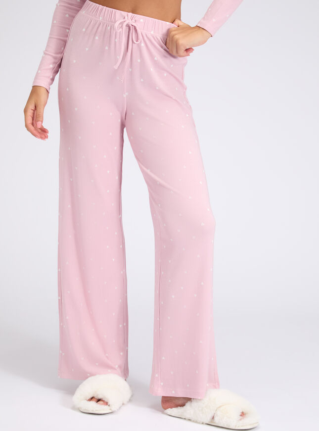 Heart ribbed modal pyjama trousers