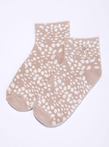 Deer embroidered midi socks