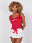 Cotton ribbed vest and candy cane shorts set