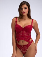 Carmine lace basque