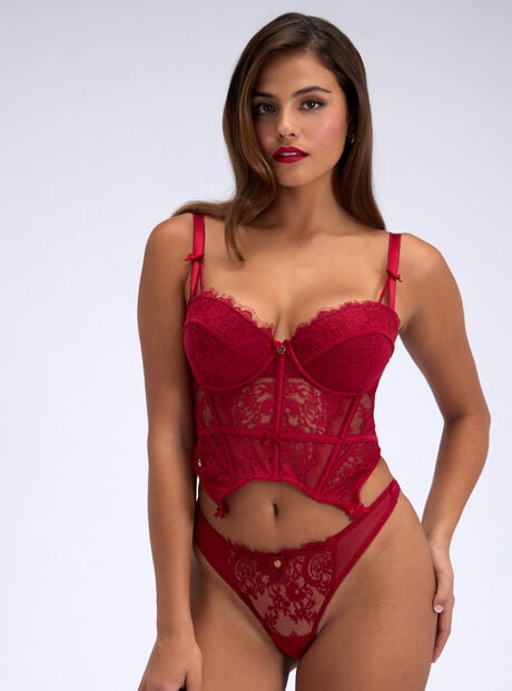 Carmine lace basque