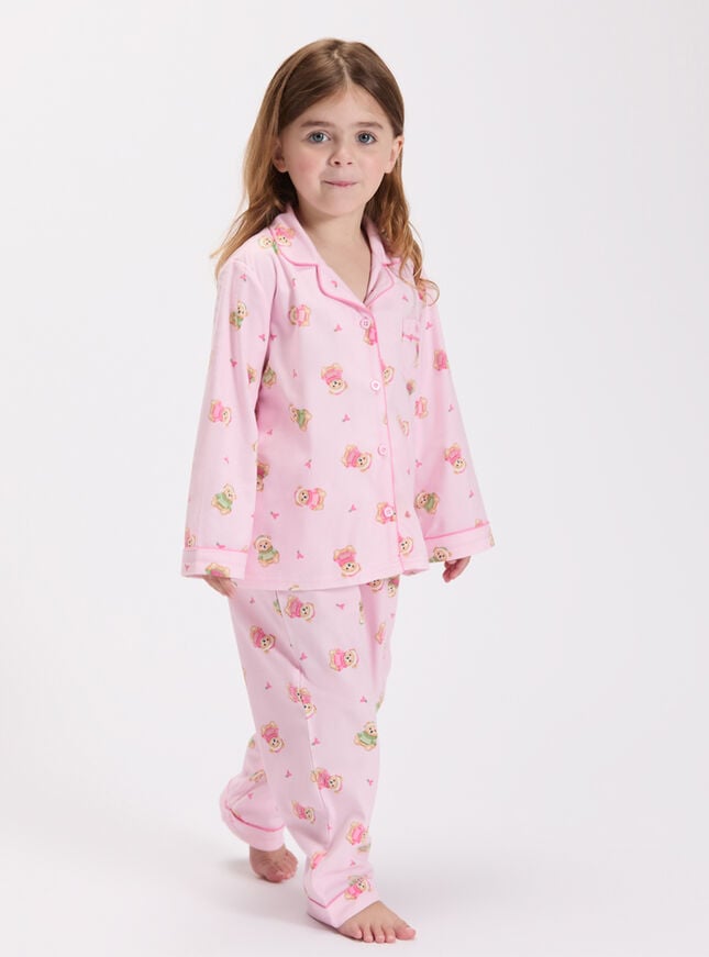 Kids' teddy bear fleece pyjamas in a bag