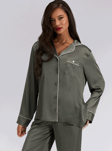 Oversized satin top and pant pyjama set