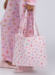 Breakfast print quilted sleepover bag