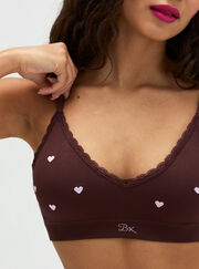 Heart embroidered seamless bralette