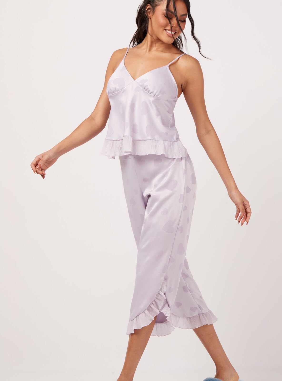 Boux Avenue Frill heart jacquard cami and pyjama bottoms set - Lavender Mix - 16