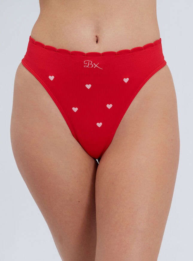 Heart embroidered seamless thong
