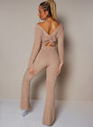 Cloud yarn knitted flare trousers
