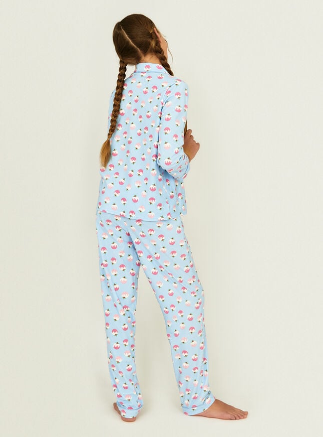 Kids fleece pudding pyjamas in a bag