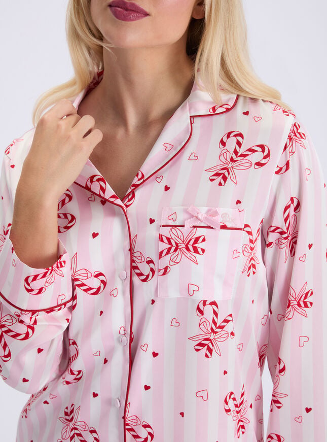 Candy cane satin short pyjama set