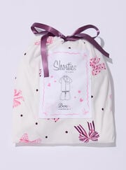 Multi bow fleece pyjama shorties in a bag