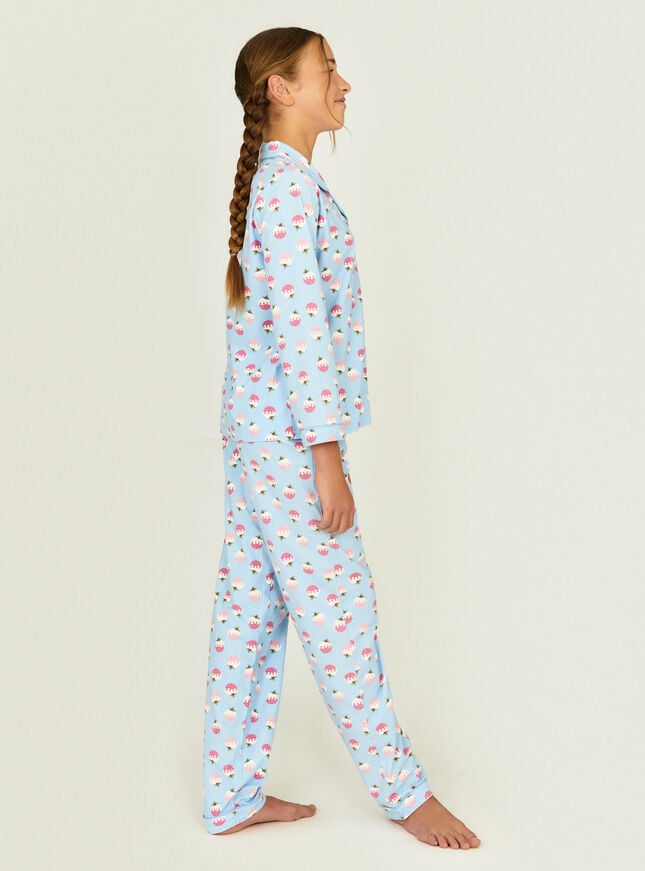 Kids fleece pudding pyjamas in a bag