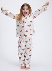 Kids' playful cat fleece pyjamas in a bag