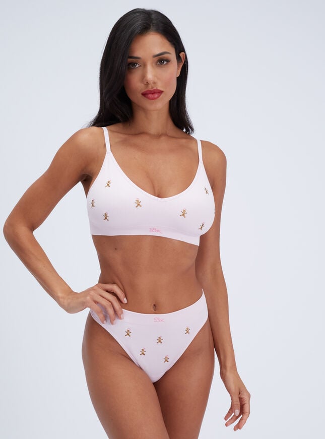 Gingerbread embroidered seamless thong