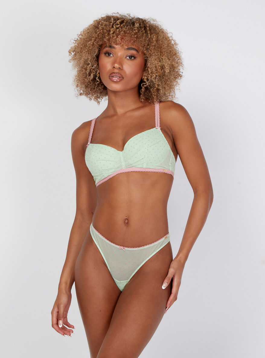 Boux Avenue Taryn ruched thong - Green Mix - 08
