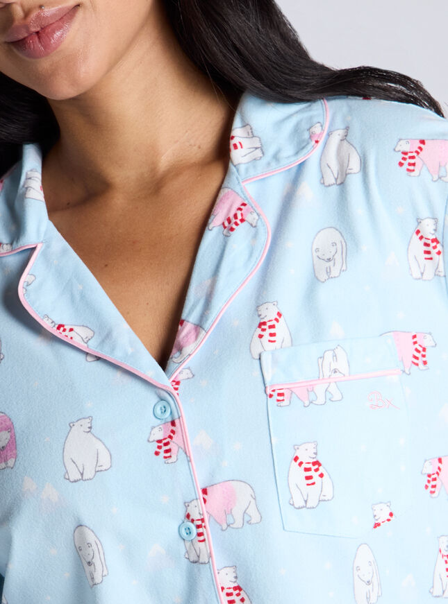 Polar bear fleece pyjamas in a bag