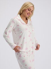 Bow velour long pyjama set