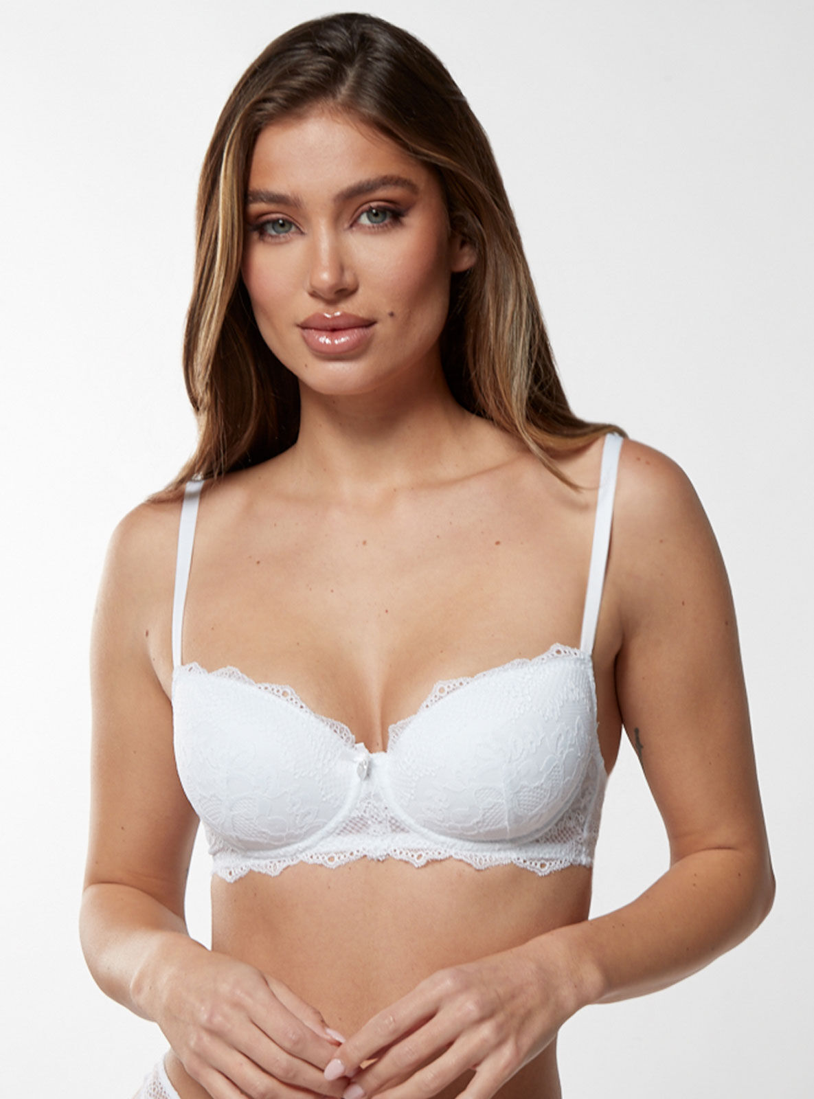 Shop Set of 2 - Bow Detail Push Up Balconette Bras with Adjustable Straps  Online