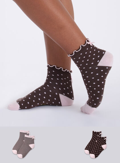 2 pack striped & polka dots midi socks