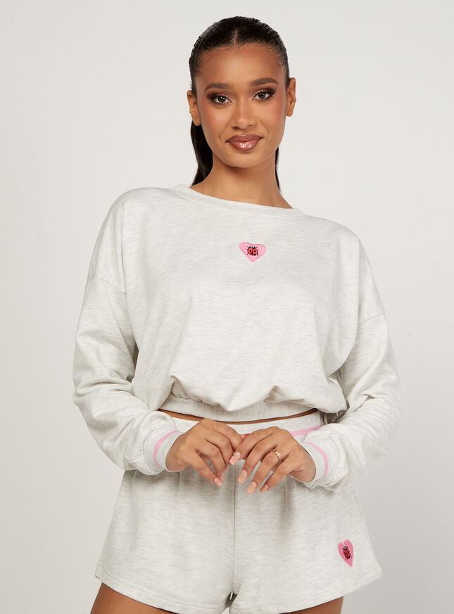 Lovebug sweat top and shorts pyjama set