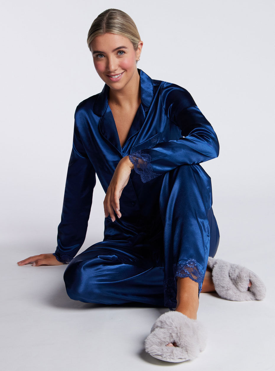 Blue Satin Pyjamas Satin Nightwear Boux Avenue UK