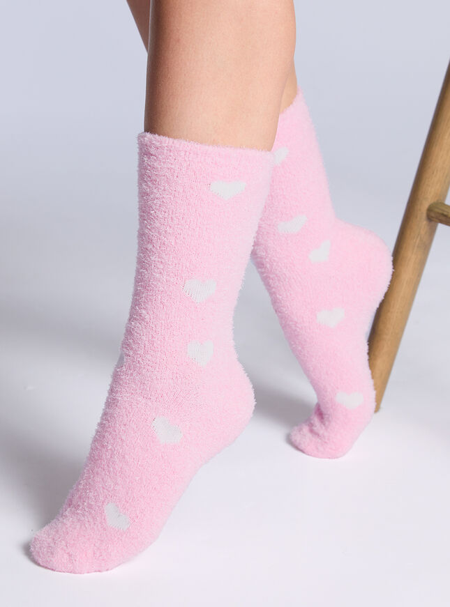 2 pack heart fluffy ankle socks