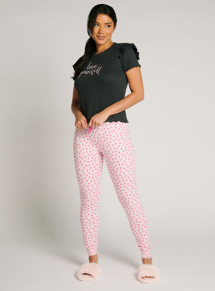 Love frill cotton tee and leggings pyjama set