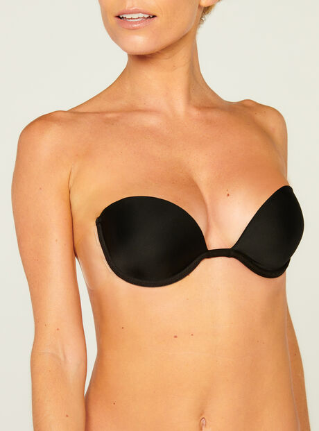 Backless and strapless push up bra, Black