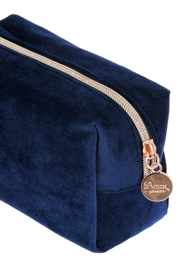 Velvet Makeup Bag Navy Boux Avenue