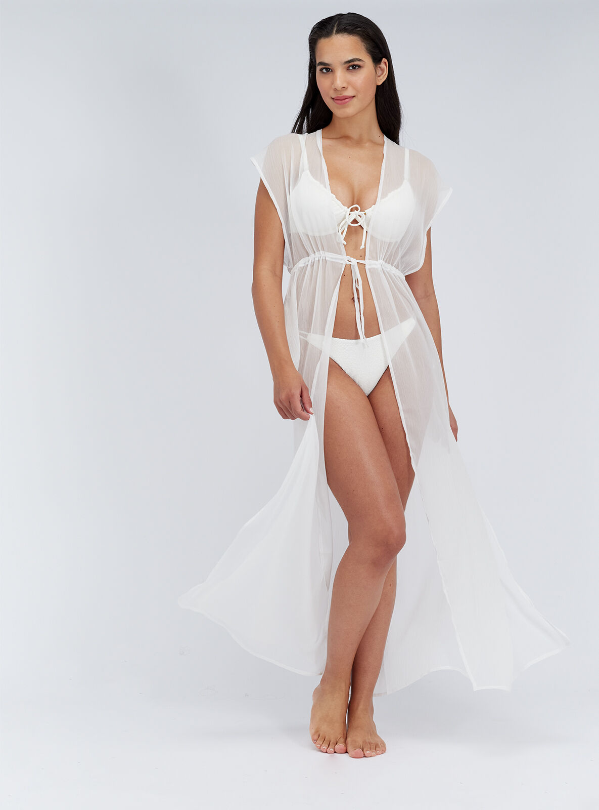 beach to bar maxi dresses White & Gold Embroidered Maxi Beach Dress Kaftan – Amelia Rose Accessories main image 0