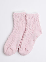 Cable slipper midi socks
