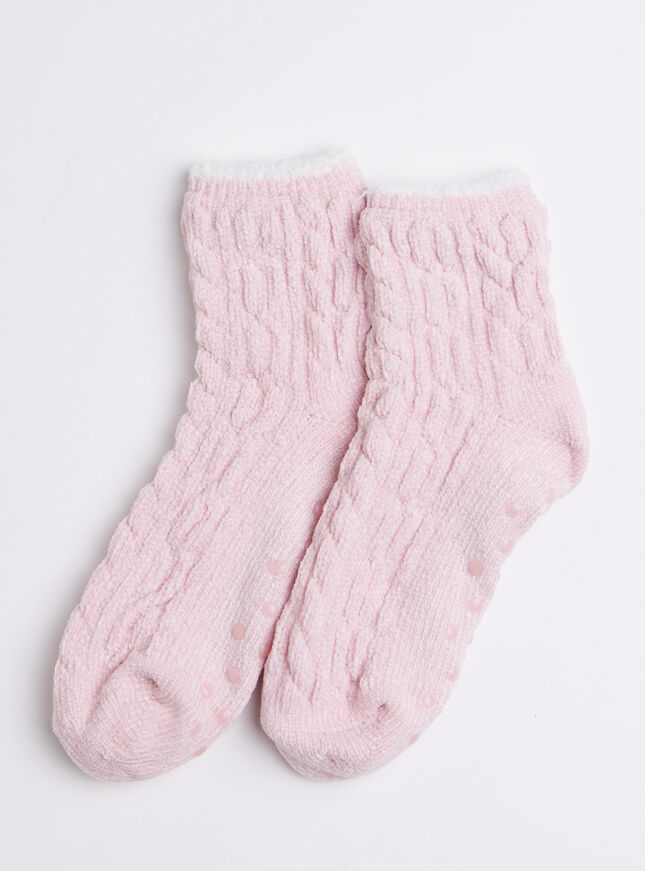 Cable slipper midi socks