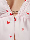 Ditsy frill satin heart print cami set