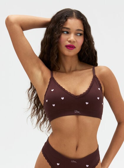 Heart embroidered seamless bralette