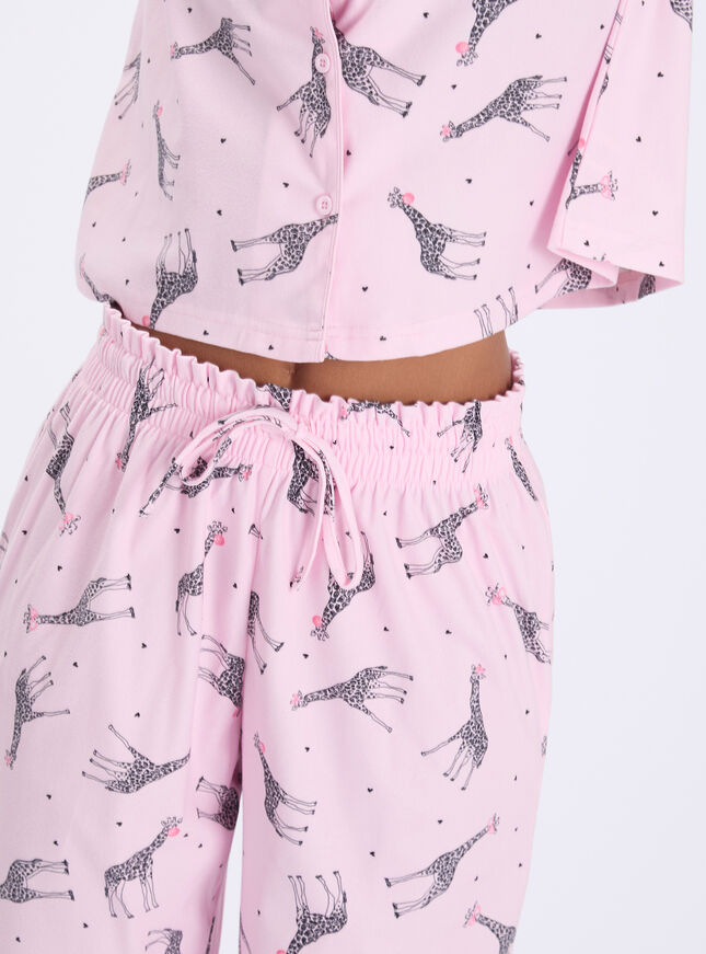 Bubblegum giraffe fleece pyjamas in a bag