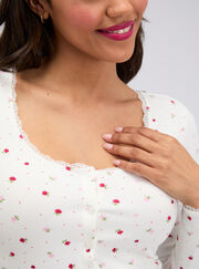 Floral ribbed long pyjama set