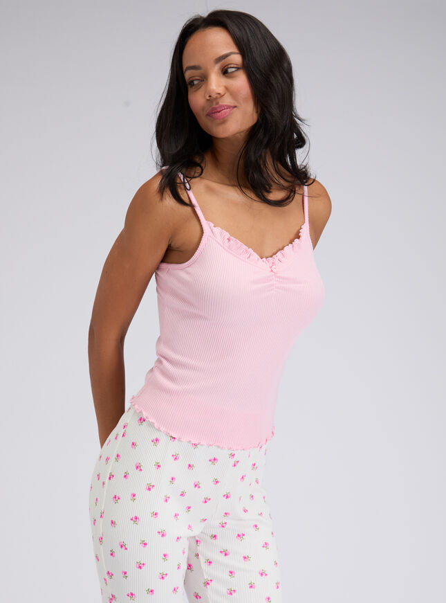 Floral ribbed cami and pant pyjama set