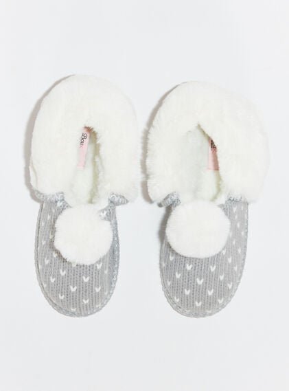 Knitted heart mule slippers