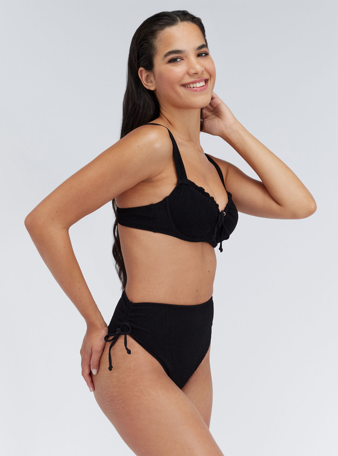 BORDERS at BALCONY アシンメトリック ティー ブラック 美品 Amalfi crinkle balconette bikini top | Black | Boux Avenue USA