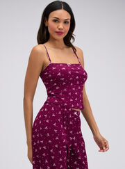 Bow ribbed long pyjama set