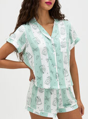 Coffee striped modal short pyjama set