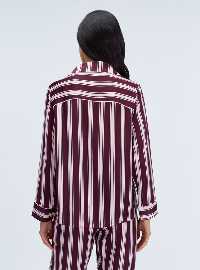 Oversized striped satin long pyjama set