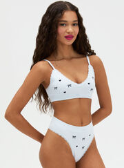 Bow embroidered seamless thong