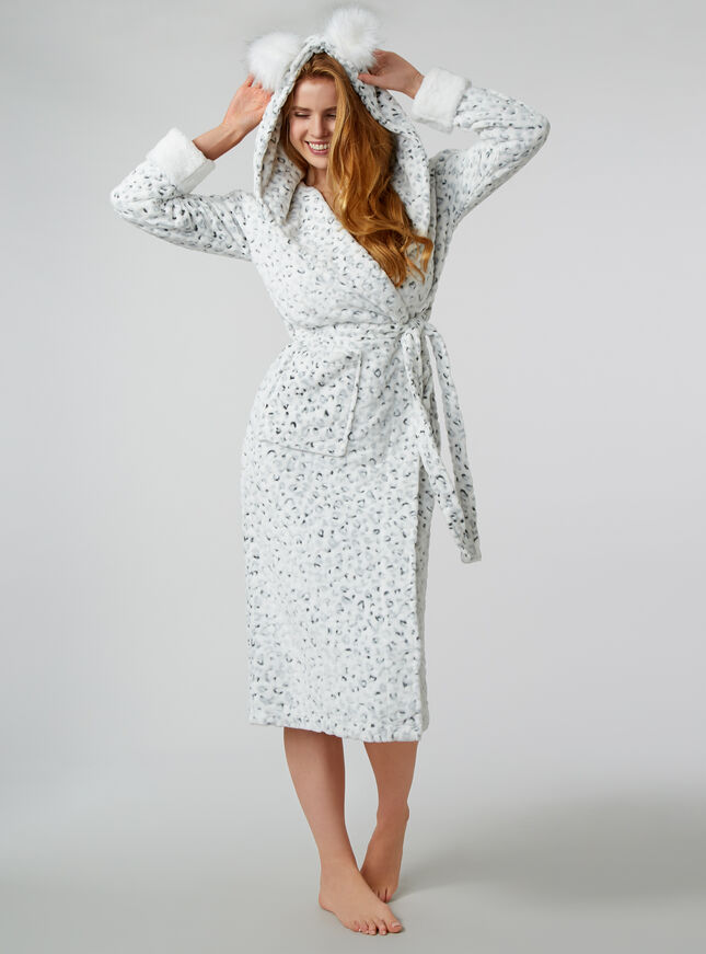 Snow leopard long dressing gown Boux Avenue UK